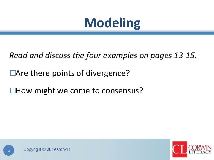 Modeling Read and discuss the four examples on pages 13 -15. �Are there points