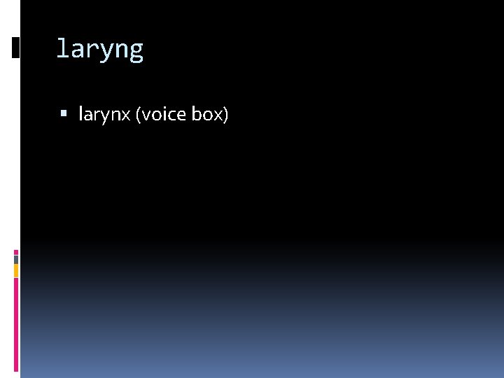 laryng larynx (voice box) 