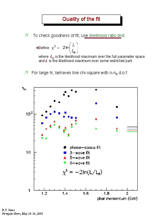 Quality of the fit ä To check goodness of fit, use likelihood ratio test