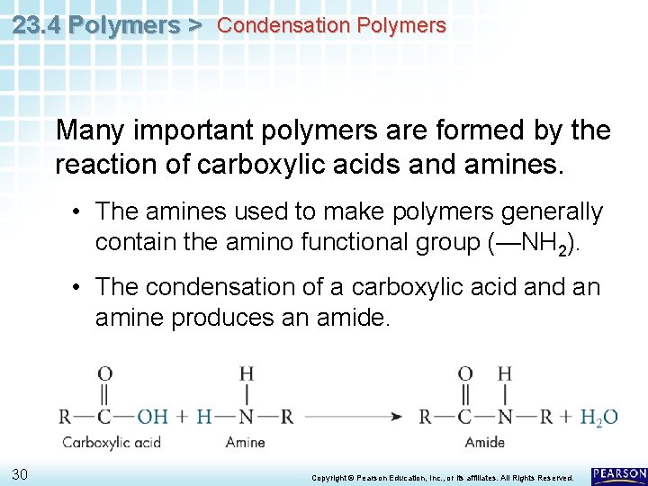 23. 4 Polymers > Condensation Polymers Many important polymers are formed by the reaction