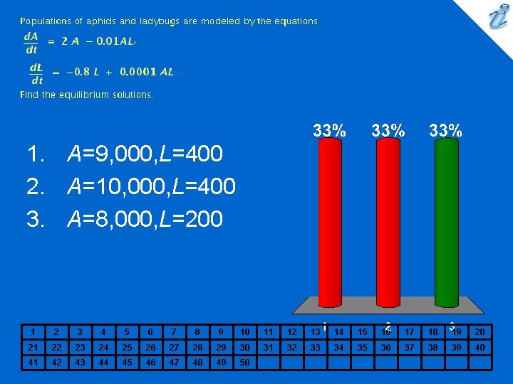 1. A=9, 000, L=400 2. A=10, 000, L=400 3. A=8, 000, L=200 1 2