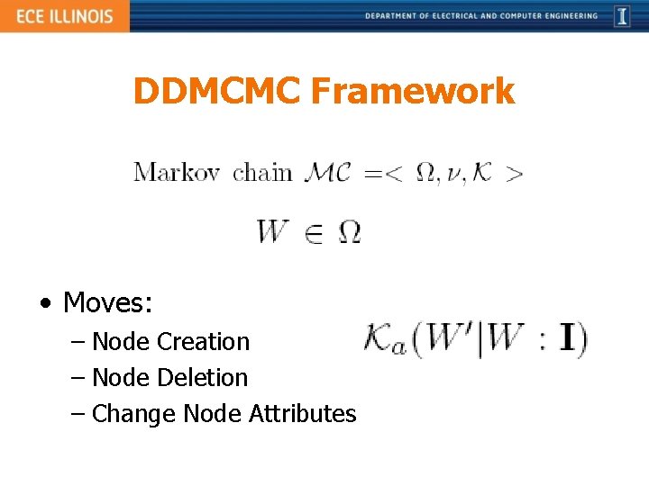 DDMCMC Framework • Moves: – Node Creation – Node Deletion – Change Node Attributes