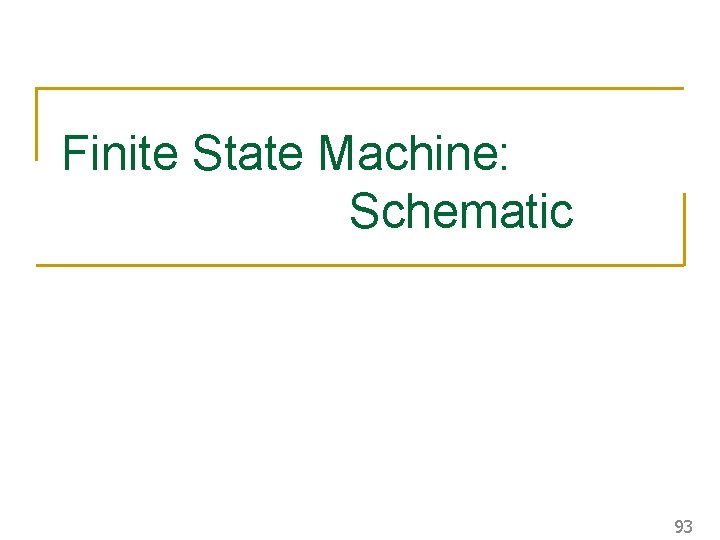 Finite State Machine: Schematic 93 Finite State Machine: Schematic 93