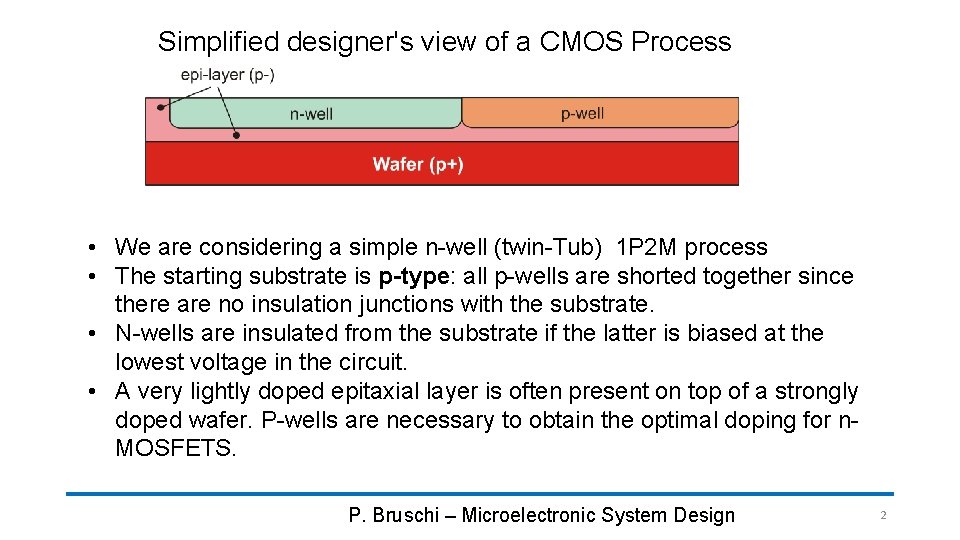 Simplified designer's view of a CMOS Process • We are considering a simple n-well