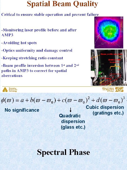 No significance Quadratic dispersion (glass etc. ) Cubic dispersion (gratings etc. ) Spectral Phase