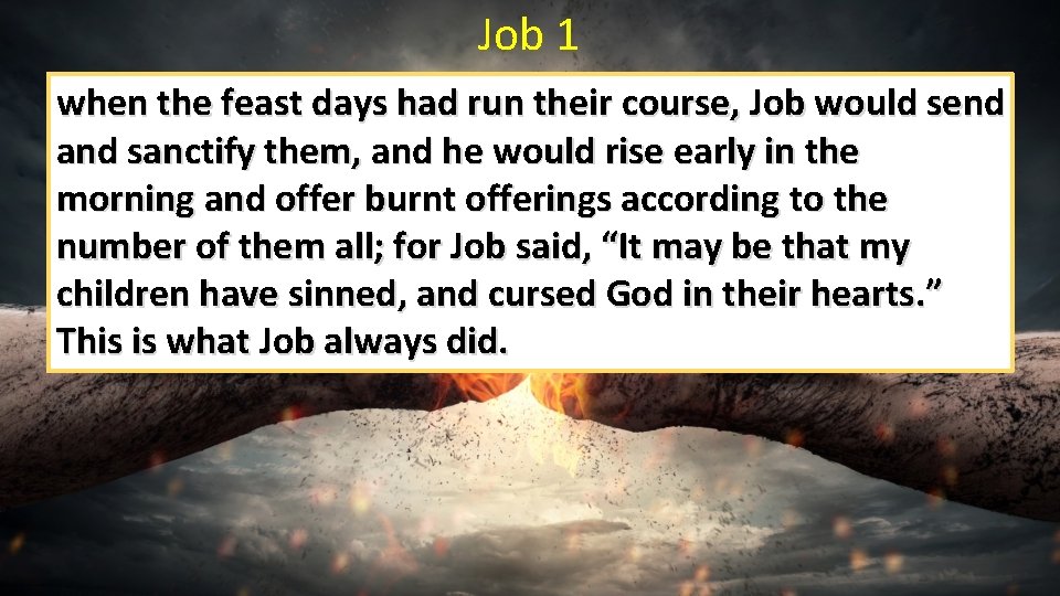 Job 1 when the feast days had run their course, Job would send and