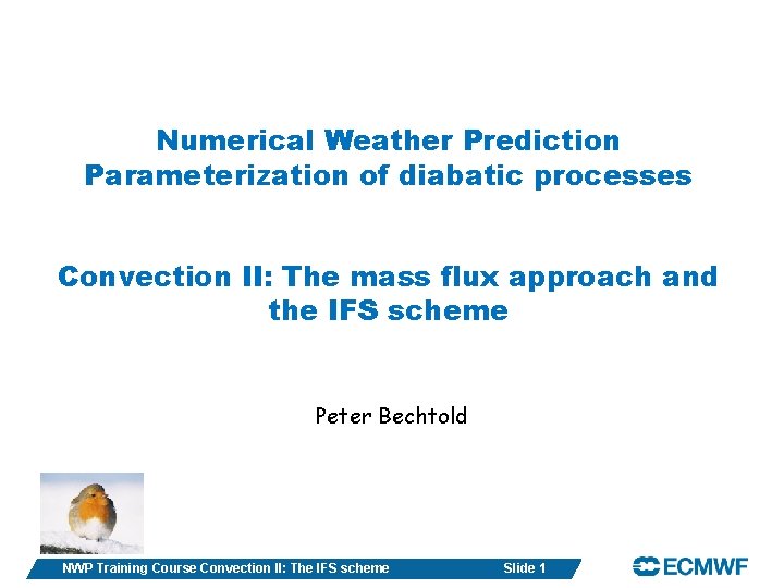 Numerical Weather Prediction Parameterization of diabatic processes Convection II: The mass flux approach and