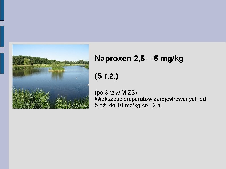Naproxen 2, 5 – 5 mg/kg (5 r. ż. ) (po 3 rż w