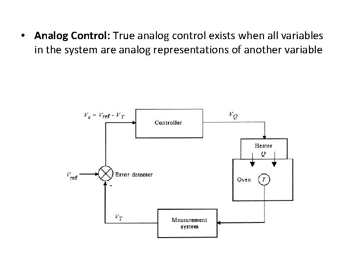  • Analog Control: True analog control exists when all variables in the system