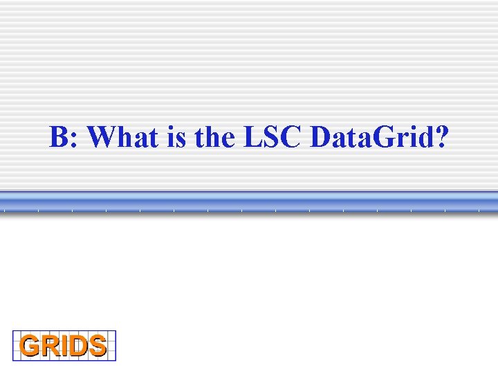 B: What is the LSC Data. Grid? 