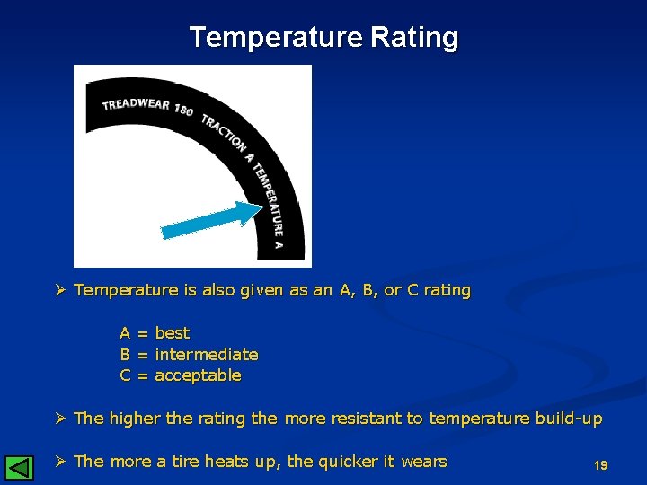 Temperature Rating Ø Temperature is also given as an A, B, or C rating