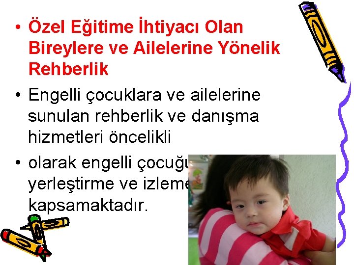  • Özel Eğitime İhtiyacı Olan Bireylere ve Ailelerine Yönelik Rehberlik • Engelli çocuklara