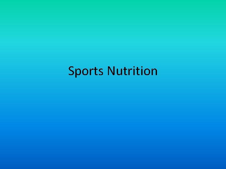 Sports Nutrition 