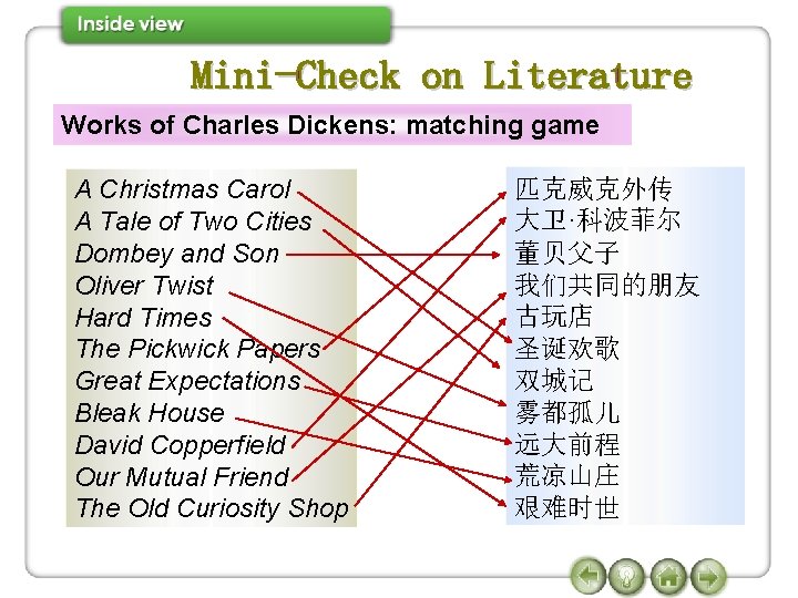 Works of Charles Dickens: matching game A Christmas Carol A Tale of Two Cities