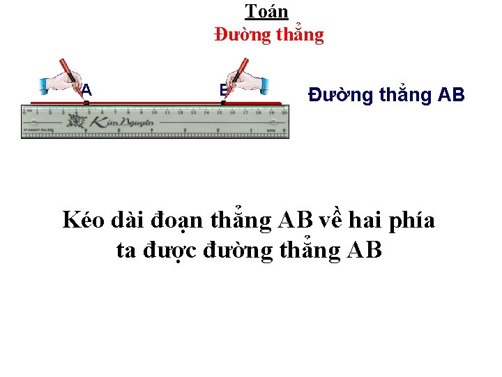 Toán Đường thẳng A B Đường thẳng AB Kéo dài đoạn thẳng AB về