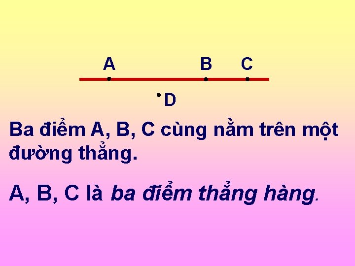 B A C D Ba điểm A, B, C cùng nằm trên một đường
