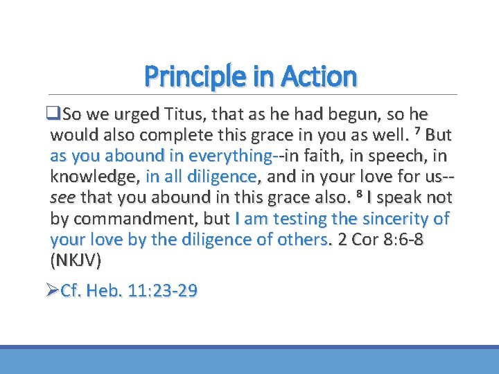 Principle in Action q. So we urged Titus, that as he had begun, so
