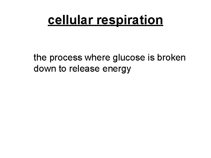cellular respiration the process where glucose is broken down to release energy 