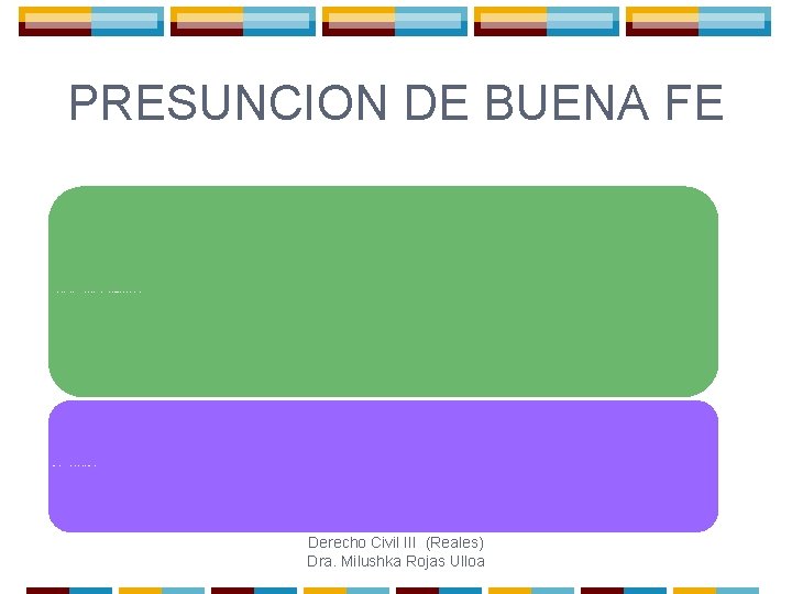 PRESUNCION DE BUENA FE Creencia de que la persona de quien recibio la cosa