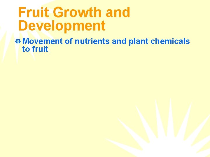 Fruit Growth and Development ] Movement of nutrients and plant chemicals to fruit 