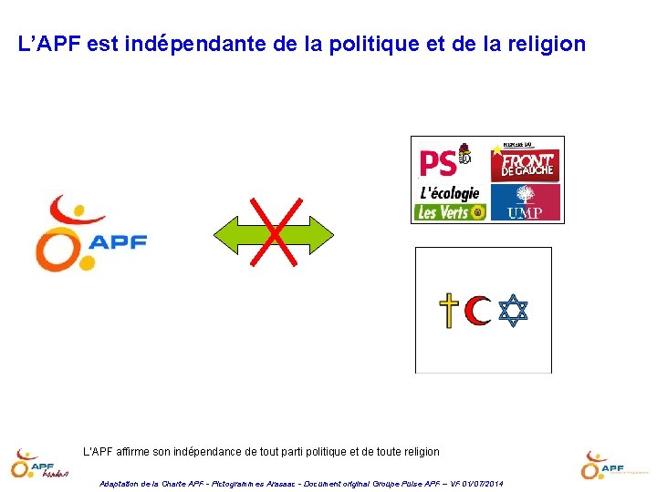 L’APF est indépendante de la politique et de la religion L’APF affirme son indépendance