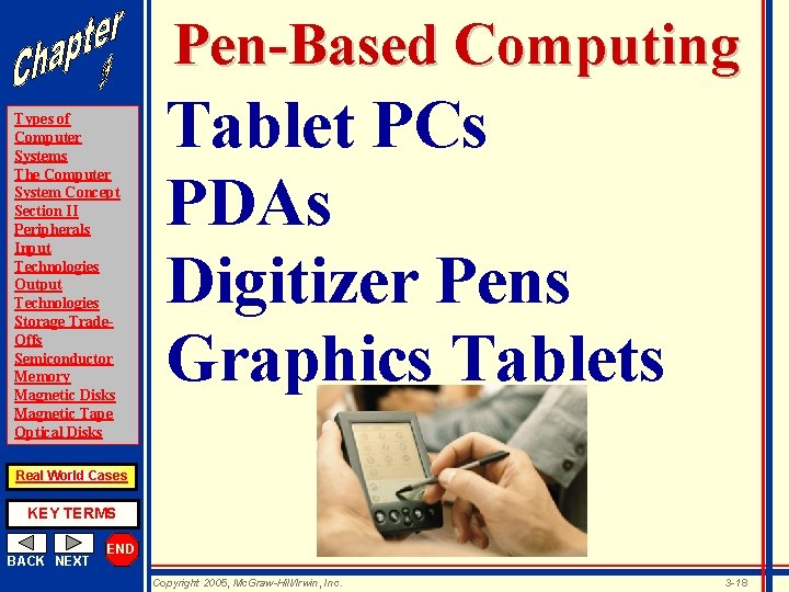 Pen-Based Computing Types of Computer Systems The Computer System Concept Section II Peripherals Input