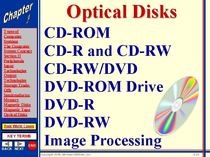 Optical Disks Types of Computer Systems The Computer System Concept Section II Peripherals Input