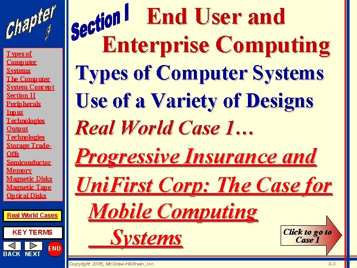 Types of Computer Systems The Computer System Concept Section II Peripherals Input Technologies Output