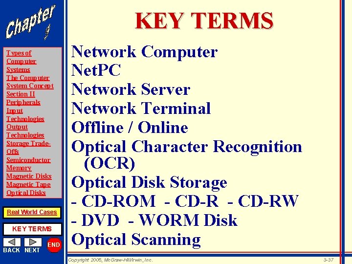 KEY TERMS Types of Computer Systems The Computer System Concept Section II Peripherals Input