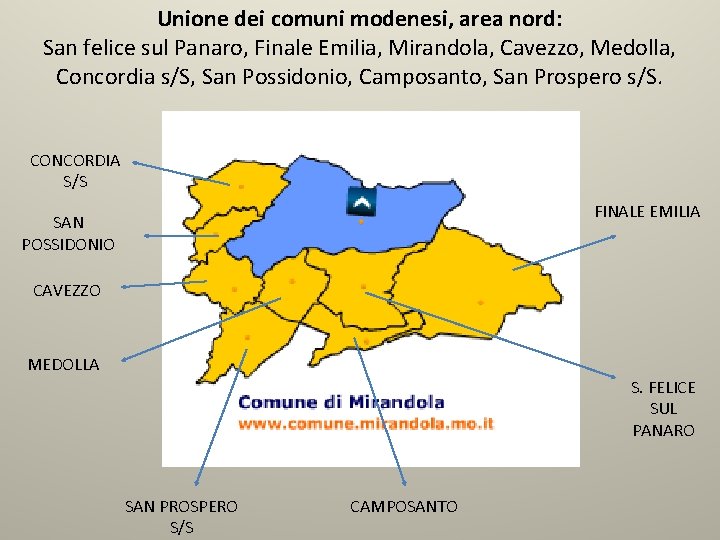 Unione dei comuni modenesi, area nord: San felice sul Panaro, Finale Emilia, Mirandola, Cavezzo,