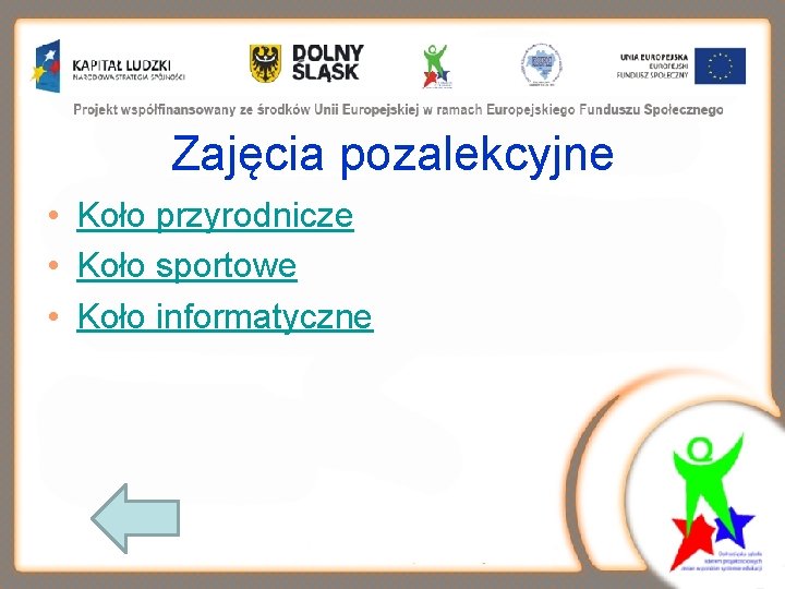 Zajęcia pozalekcyjne • Koło przyrodnicze • Koło sportowe • Koło informatyczne 