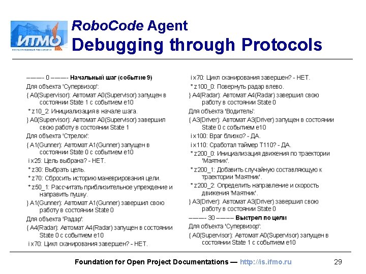 Robo. Code Agent Debugging through Protocols Foundation for Open Project Documentations — http: //is.