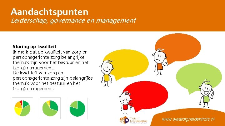 Aandachtspunten Leiderschap, governance en management Sturing op kwaliteit Ik merk dat de kwaliteit van