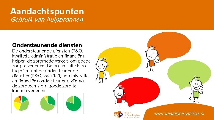 Aandachtspunten Gebruik van hulpbronnen Ondersteunende diensten De ondersteunende diensten (P&O, kwaliteit, administratie en financiën)