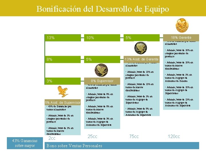 Bonificación del Desarrollo de Equipo 13% 8% 3% 10% 5% 8% Supervisor • 43%