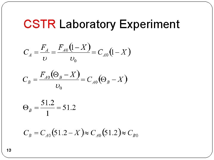CSTR Laboratory Experiment 13 
