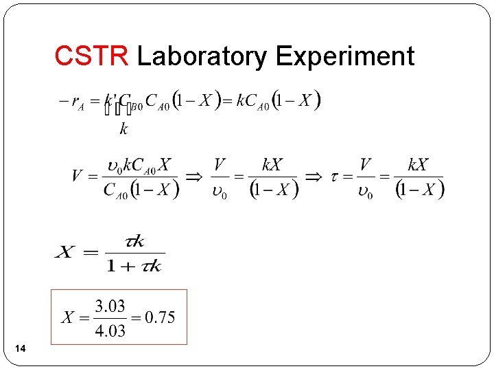 CSTR Laboratory Experiment 14 