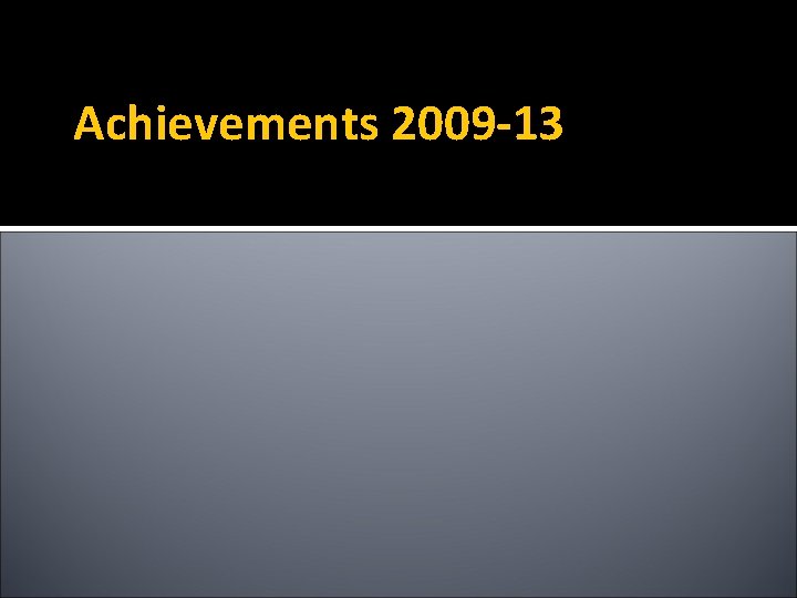 Achievements 2009 -13 