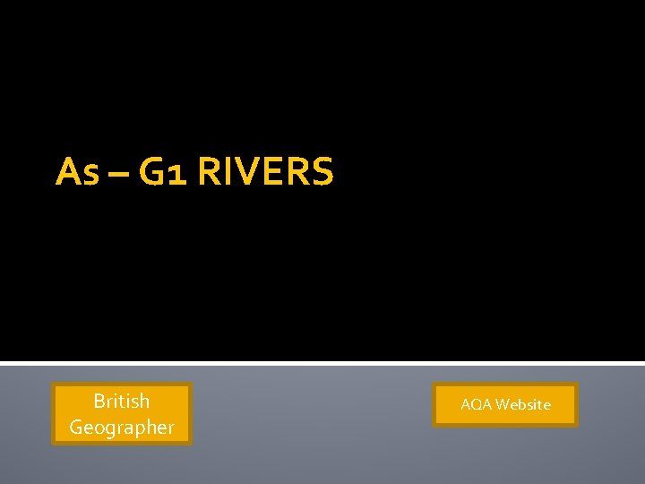 As – G 1 RIVERS British Geographer AQA Website 