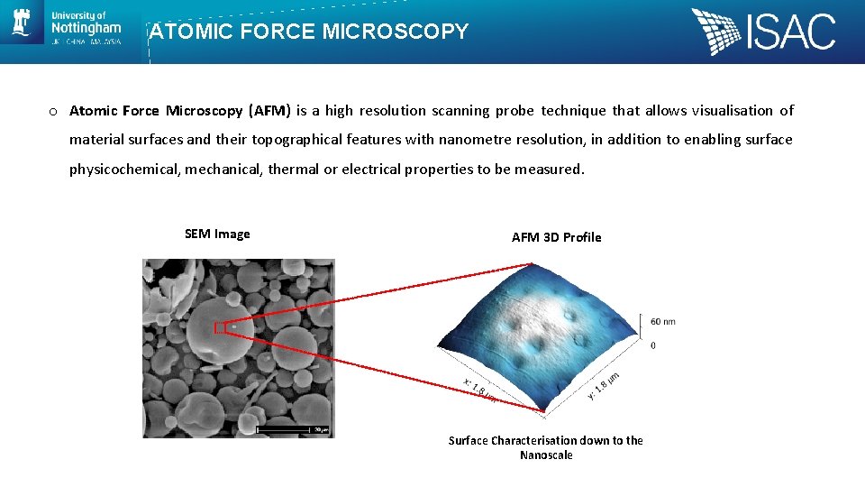 ATOMIC FORCE MICROSCOPY o Atomic Force Microscopy (AFM) is a high resolution scanning probe