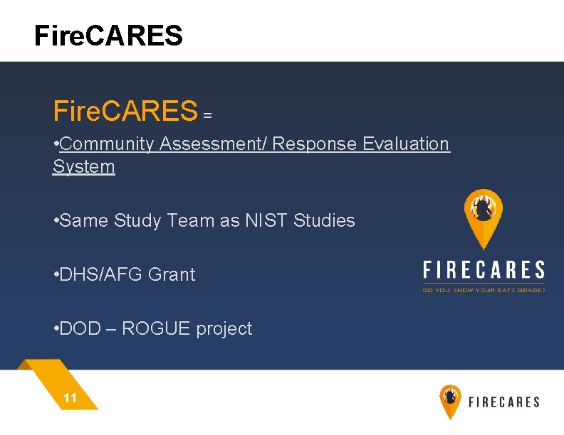 Fire. CARES = • Community Assessment/ Response Evaluation System • Same Study Team as