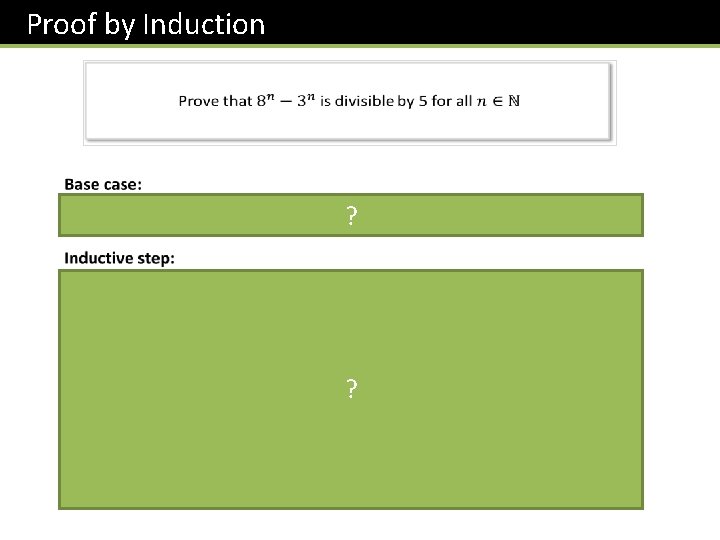 Proof by Induction ? ? 