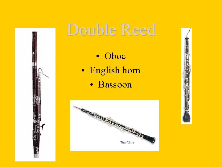 Double Reed • Oboe • English horn • Bassoon 