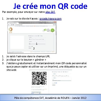 Je crée mon QR code Par exemple, pour envoyer sur notre site SVT 1.