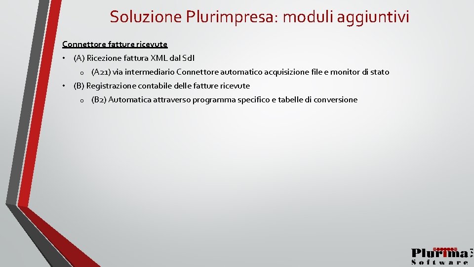 Soluzione Plurimpresa: moduli aggiuntivi Connettore fatture ricevute • (A) Ricezione fattura XML dal Sd.