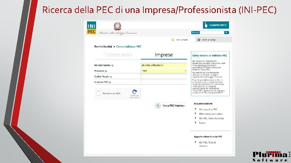 Ricerca della PEC di una Impresa/Professionista (INI-PEC) 