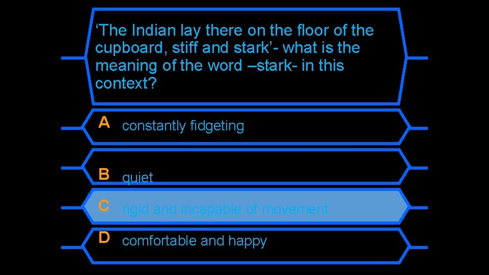 ‘The Indian lay there on the floor of the cupboard, stiff and stark’- what