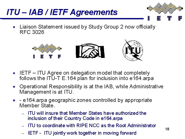 ITU – IAB / IETF Agreements Liaison Statement issued by Study Group 2 now