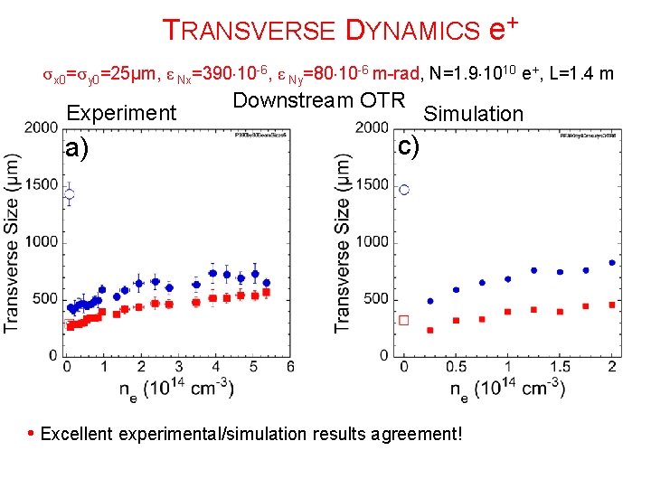 TRANSVERSE DYNAMICS e+ σ x 0=σ y 0=25µm, ε Nx=390× 10 -6, ε Ny=80×