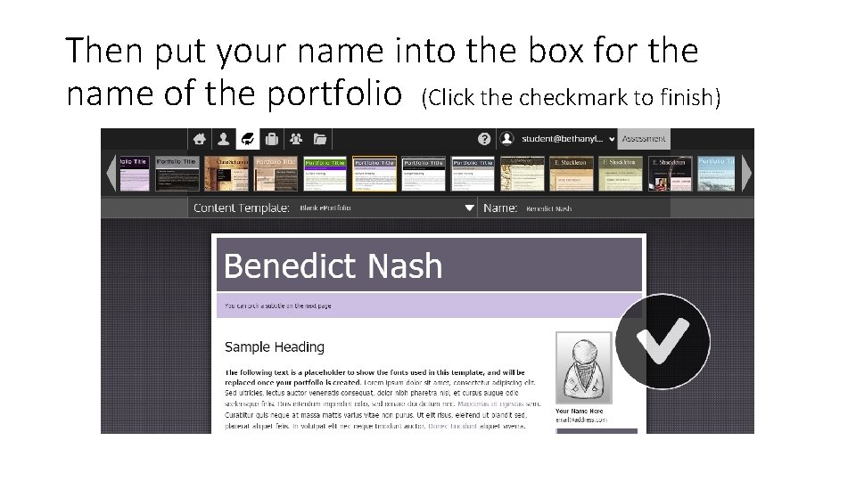 Then put your name into the box for the name of the portfolio (Click